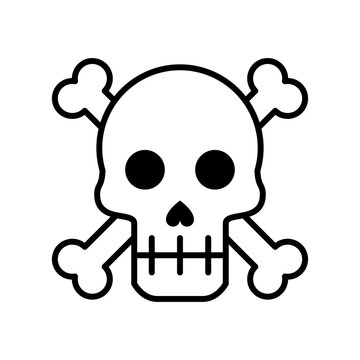 death skull head with bones crossed line style icon