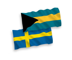 Flags of Sweden and Commonwealth of The Bahamas on a white background