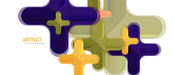Glossy multicolored plastic style cross composition, x shape design, techno geometric modern abstract background. Trendy abstract layout template