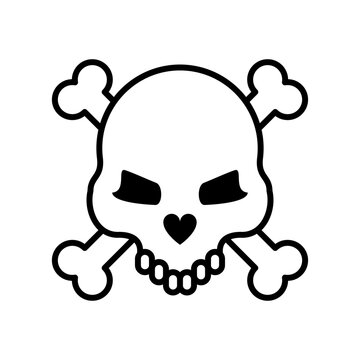 death skull with bones crossed line style icon