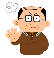 拒否する中年男性の上半身
