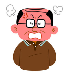 怒る中年男性の上半身
