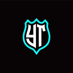 Initial Y T letter with shield style logo template vector