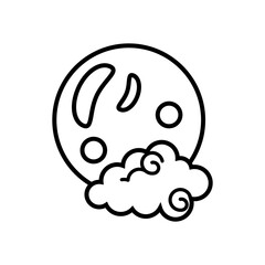 chinese full moon with cloud line style