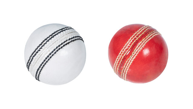 cricket balls isolated on white background red and white balls