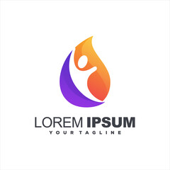 drop people gradient logo design