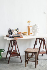 vintage kitchen interior,  studio with wooden table