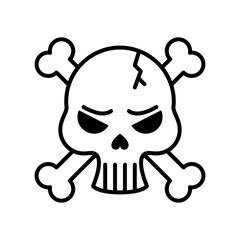 death skull head broken with bones crossed line style