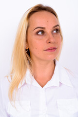 Portrait of young beautiful businesswoman with blond hair