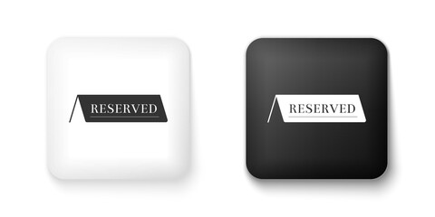 Black and white Reserved icon isolated on white background. Square button. Vector.
