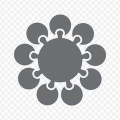 Simple icon circle puzzle in gray. Simple icon puzzle of the nine elements  and center on transparent background. Flat design. Vector illustration EPS10.