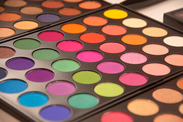 Close up on make up color kit.