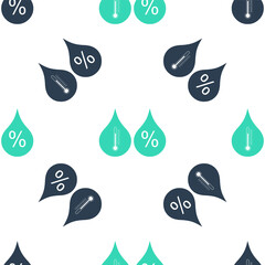 Green Humidity icon isolated seamless pattern on white background. Weather and meteorology, thermometer symbol. Vector.