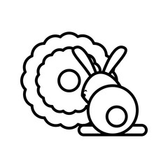cute rabbit with lace line style icon