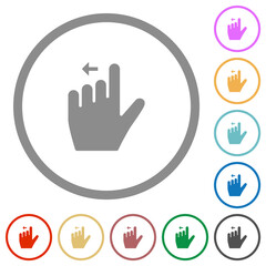 Left handed move left gesture flat icons with outlines