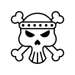 death skull head with bones crossed line style icon