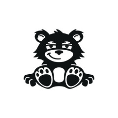 bear doll illustration sitting in monochrome design