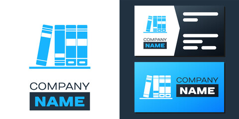 Logotype Office folders with papers and documents icon isolated on white background. Archives folder sign. Logo design template element. Vector.