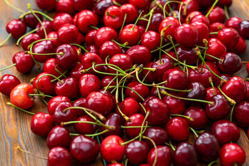 The harvest of berries. Berry cherry background.