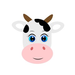cute cow cartoon illustration vector