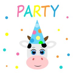 cute cow cartoon illustration vector