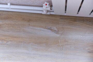 water leak through the heating radiator tube nut. water leaking from the valve