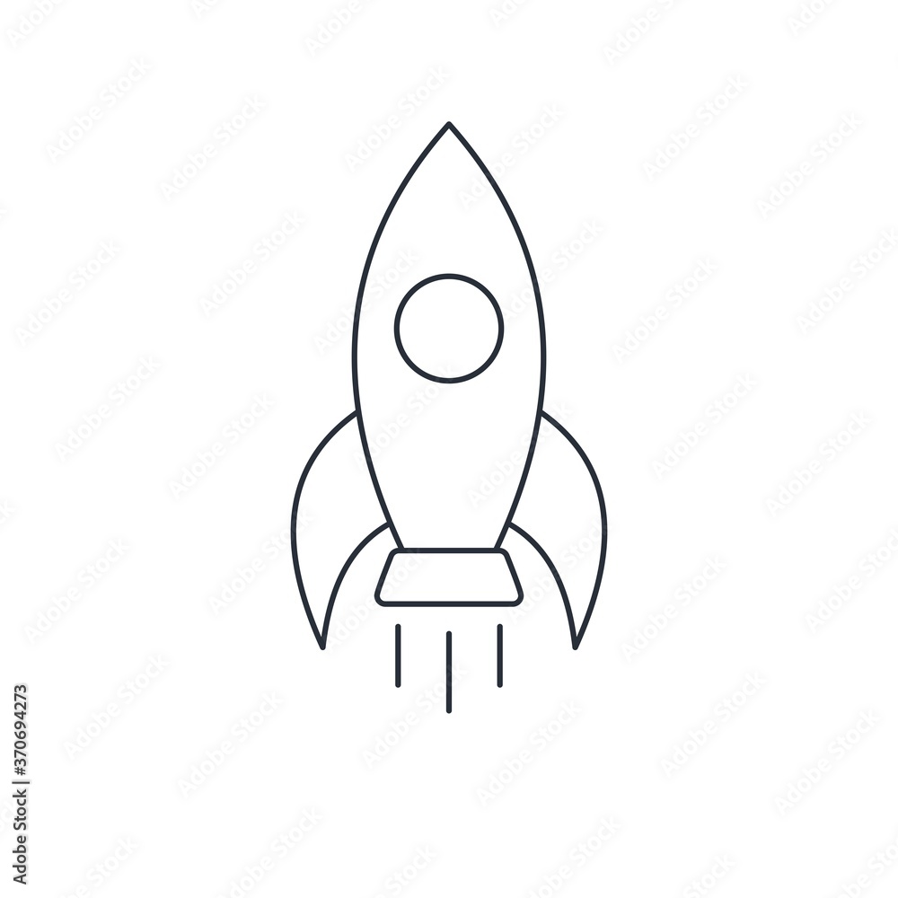 Poster rocket. vector linear icon isolated on white background.