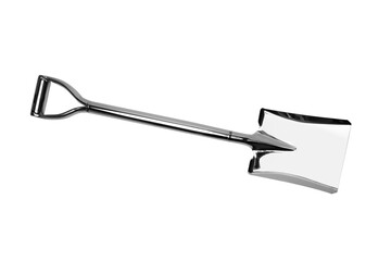 Aluminum shovels placed on a white background