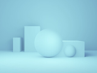 3D rendering pale blue geometric mockup