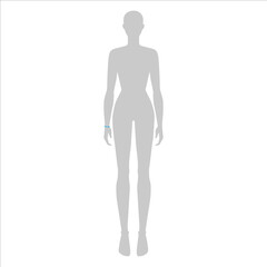 Women to do wrist measurement fashion Illustration for size chart. 7.5 head size girl for site or online shop. Human body infographic template for clothes. 