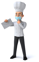 Fun cartoon chef character with a mask