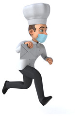 Fun cartoon chef character with a mask