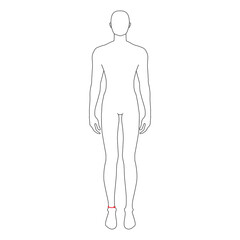 Men to do high ankle measurement fashion Illustration for size chart. 7.5 head size boy for site or online shop. Human body infographic template for clothes. 