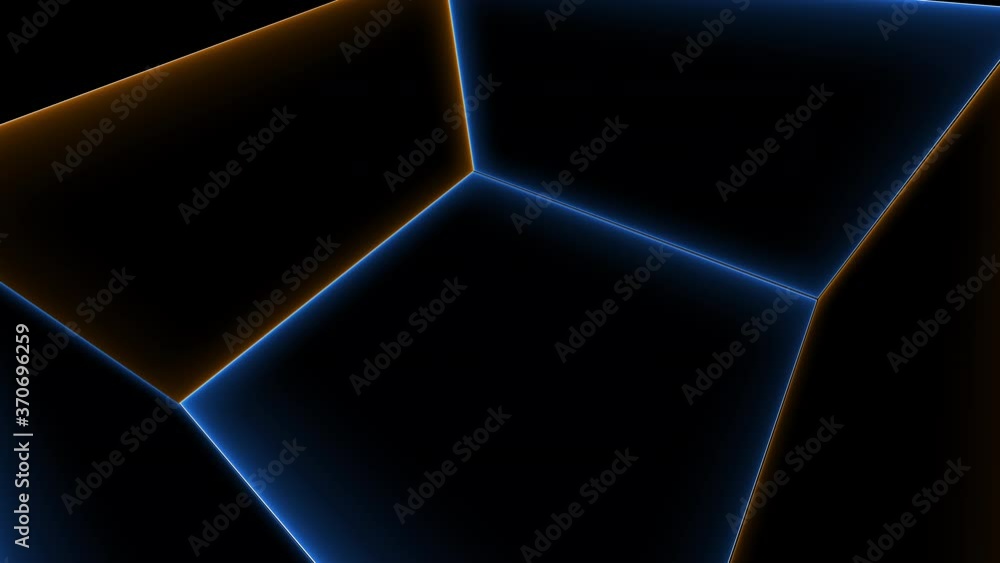 Aufkleber abstract neon box, computer generated. 3d rendering abstract background with colorful facets