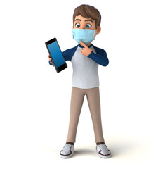 Fun cartoon kid character with a mask