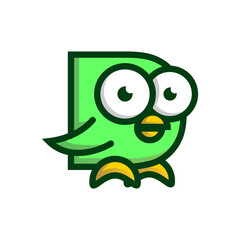 playful bird initial D logo creative concept
