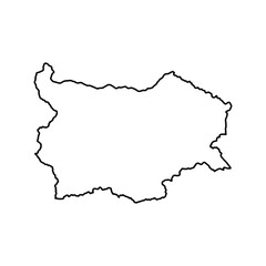 Outline map of Bulgaria white background. Vector map with contour.