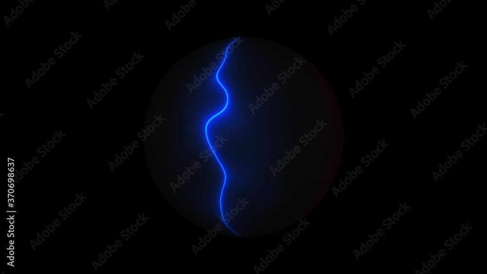 Poster abstract backdrop with neon sphere, computer generated. 3d rendering dark ball with colorful rings