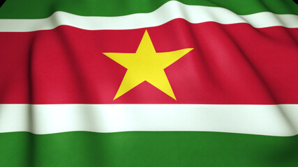 Waving realistic Suriname flag on background, 3d illustration