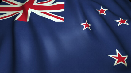 Waving realistic New Zealand flag on background, 3d illustration