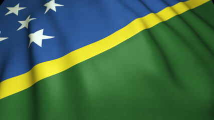 Waving realistic Solomon Island flag on background, 3d illustration