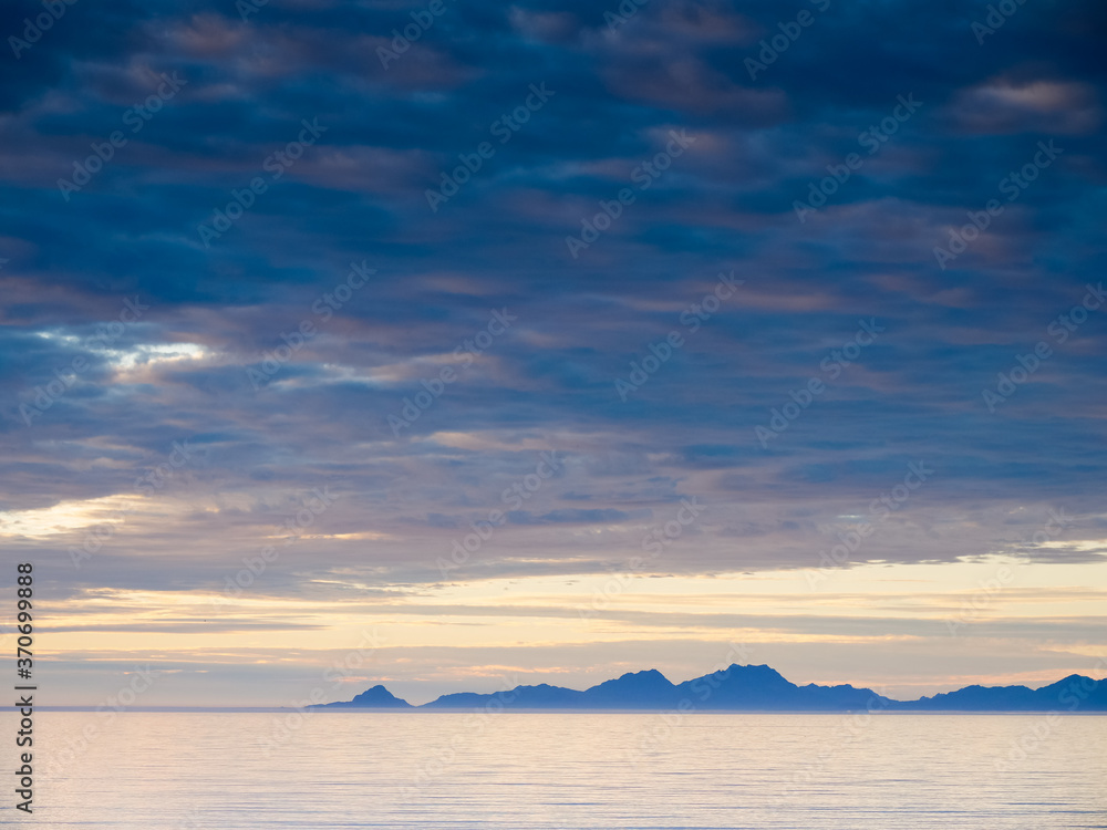 Sticker seascape in gimsoysand, lofoten islands, norway