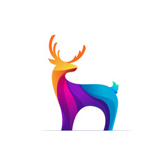 Colorful flat deer logo design