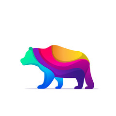 Colorful flat bear logo design