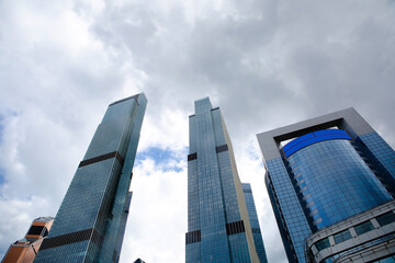 Fototapeta na wymiar Moscow city towers against the sky