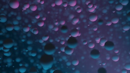 Colorful 3D particles rising high with depth of field. Abstract sphere shape bubbles background illustration