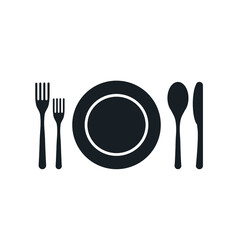 cutlery. Plate fork and knife vector silhouette - 01