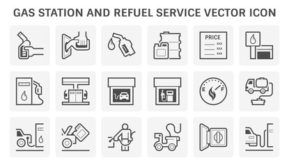 Gas station and refuel service vector icon set design.