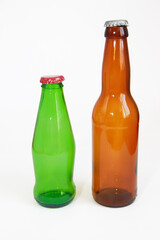 green and brown glass bottles for a drinks