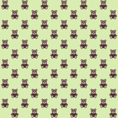Grey brown teddy bear with dull colour background repeat pattern